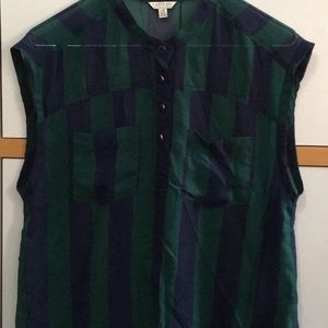 Forever 21 Sheer blouse w| green and blue stripes